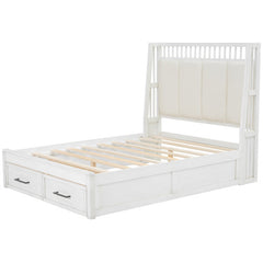 Bellemave® Wood Platform Bed with Upholstered Headboard and 2 Drawers