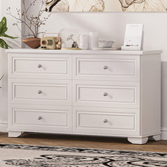 Bellemave® 6 Drawers Elegant Design Wooden Dresser with Metal Handles