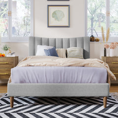 Bellemave® Upholstered Platform Bed with Vertical Channel Tufted Headboard Bellemave®