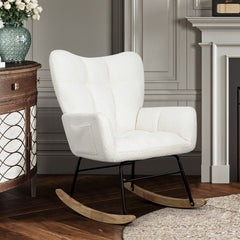 Bellemave® Teddy Fabric Rocking Chair with High Backrest