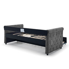 Bellemave® Upholstered Tufted Daybed with Trundle Bed,Button and Copper Nail on Arms