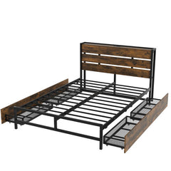 Bellemave® Full Size Metal Platform Bed with 4 Drawers, Sockets and USB Ports