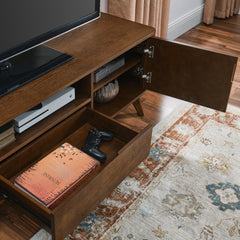 Bellemave® Mid Century Modern Fluted TV Stand with 2 Door & 1 Drawer & Solid Wood Leg