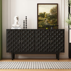 Bellemave® Modern 4-Door Sideboard with Convex Pattern Doors and 2 Silver Handle