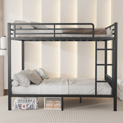 Bellemave® Queen Size Metal Bunk Bed with Ladder and Slats Support