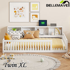 Bellemave® Twin XL Size Wood Daybed with Storage Cabinets and USB Ports