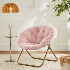 Bellemave® Faux Fur Cozy Saucer Chair with Metal Frame and Anti-Slip Leg