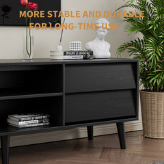 Bellemave® 63" TV Stand Features Vintage-style and Bevel Design with 4 Drawers