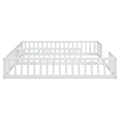 Bellemave® Twin Size Double Floor Bed with Fence, Guardrails, Without Door Bellemave®