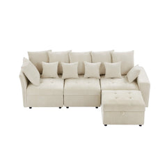 Bellemave® 96.45" Modular Sofa Couch with Three USB Ports, a Removable Storage Ottoman and Five Back Pillows Bellemave®