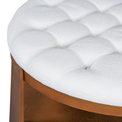 Bellemave® Modern Large Round Ottoman Coffee Table 2-Tier Oversized Button Tufted Ottoman with Wheels