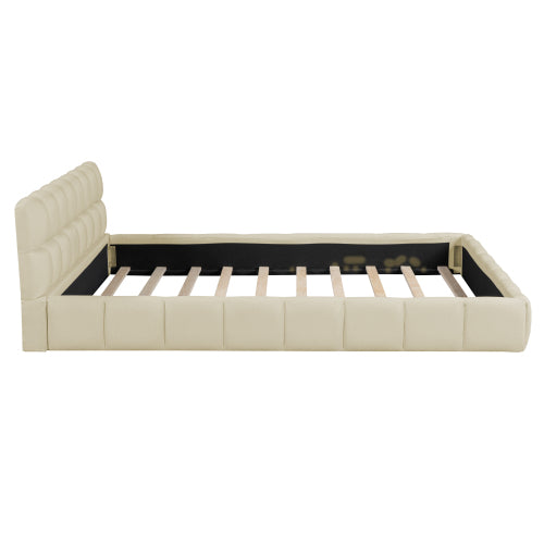 Bellemave® Queen Size Upholstered Platform Bed with Thick Fabric, Grounded Bed with Solid Frame