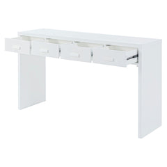 Bellemave® Modern Minimalist Console Table with Open Tabletop and Four Drawers with Metal Handles