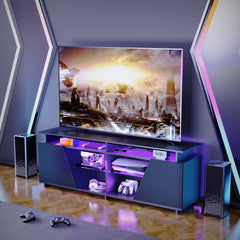 Bellemave® Gaming TV Stand with Power Outlet and LED Light,for TVs 75 inch and Below