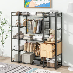 Bellemave® Open-Style Wardrobe with Hanging Rails, Shelves and Drawers