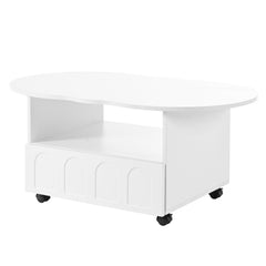 Bellemave® Cloud Top Side Table with 2 Brake Wheels and Drawer