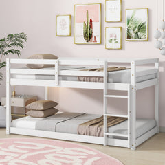 Bellemave®  Twin Size Solid Rubber Wooden Loft Bed with Ladder