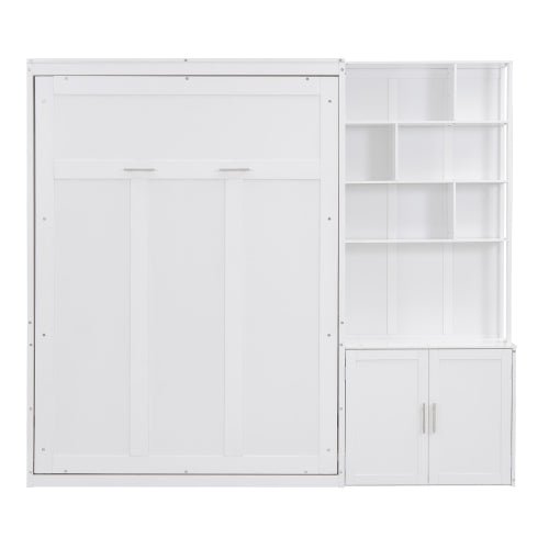 Bellemave® Full Size Murphy Bed with Multiple Storage Shelves and A Cabinet