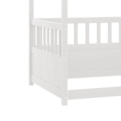 Bellemave® Twin Size Canopy Bed Frame with 4 Posters and Guardrails, Twin Size Montessori Floor Bed with High Fence Bellemave®