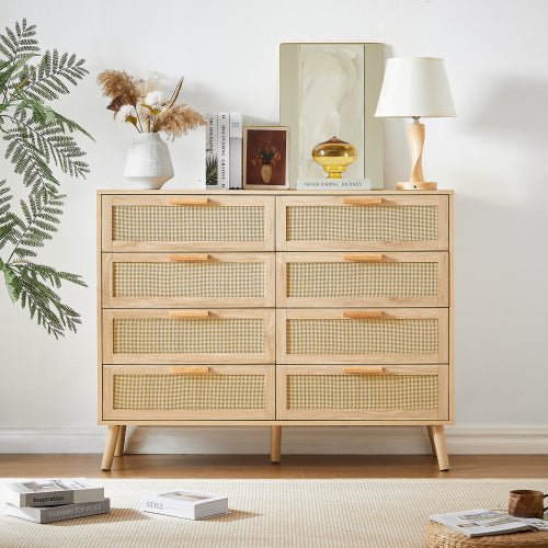 Bellemave® 8 Double Dresser with Rattan Drawers