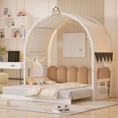 Bellemave® Twin Size Daybed With Arched Roof and Pull-Out Bed