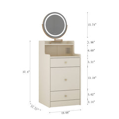 Bellemave® 3 in 1 Vanity Desk with Mirror and Light ,2 drawers and Upholstered Stool ,Charging Station