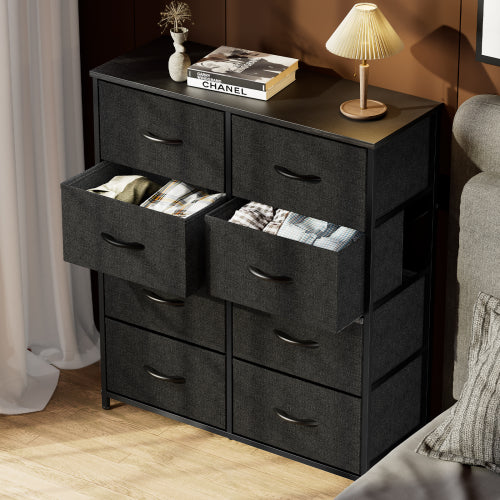 Bellemave® Metal Frame And Wood Top Drawers Dresser Chest With 8 Fabric Drawers Bellemave®