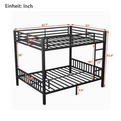 Bellemave® Queen Size Metal Bunk Bed with Ladder and Slats Support