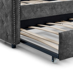 Bellemave® Upholstered Tufted Daybed with Trundle Bed,Button and Copper Nail on Arms