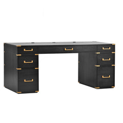 Bellemave® 70" Classic and Traditional Executive Desk with Metal Edge Trim ,Writing Desk with 2 file drawers,USB Ports and Outlets