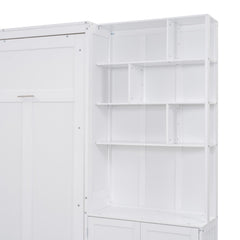 Bellemave® Full Size Murphy Bed with Multiple Storage Shelves and A Cabinet