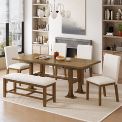 Bellemave® 6-Piece Extendable Dining Table Set with Upholstered Dining Chair and Bench