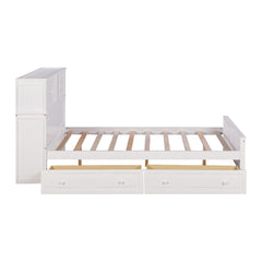 Bellemave® Full Size Platform Bed with Storage Headboard and Sliding Door,2 Drawers