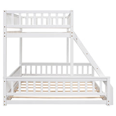 Bellemave® Twin XL over Queen Bunk Bed with Ladder and Guardrails