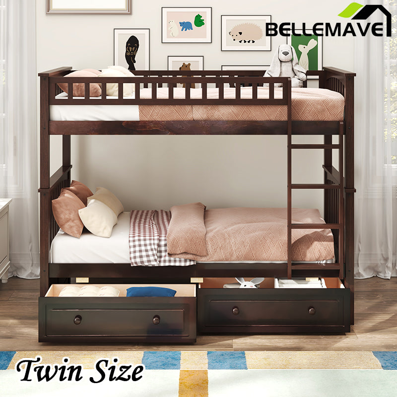 Bellemave® Twin Size Bunk Bed with Drawers(Convertible)