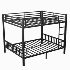 Bellemave® Queen Size Metal Bunk Bed with Ladder and Slats Support