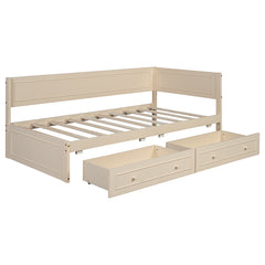 Bellemave® Twin Size Wood Daybed with 2 Drawers and Guardrail