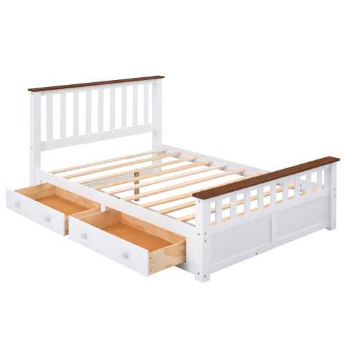 Bellemave Full Size Wood Platform Bed with Two Drawers and Wooden Slat Support