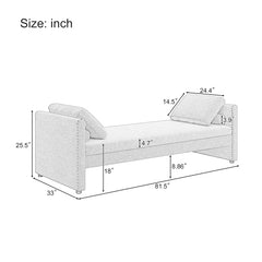 Bellemave® Modern Upholstered Chaise Lounge Daybed with Pillows, No Mattress Needed