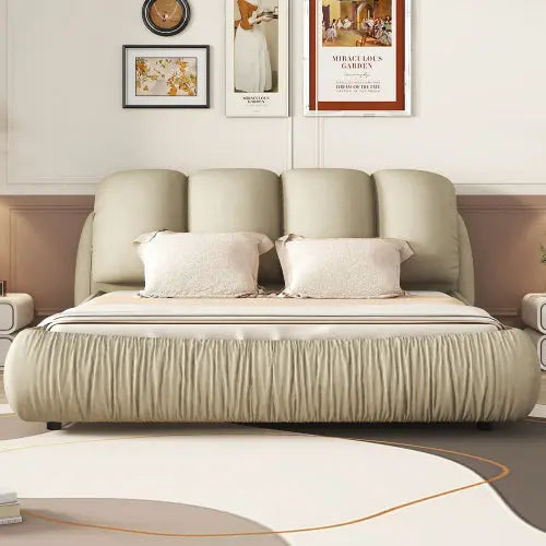 Bellemave® Luxury Upholstered Bed with Thick Headboard and Oversized Padded Backrest Bellemave®