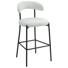 Bellemave® Teddy Fabric Bar Stool with Back Powder Coating Base(Set OF 2)