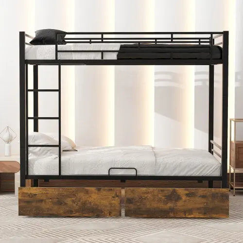 Bellemave® Twin Size Metal Bunk Bed with 2 Drawers Bellemave®