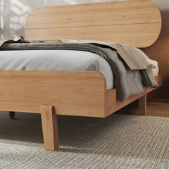 Bellemave® Bamboo Bed Frame with Headboard,Bamboo Platform Bed Frame with Rounded Headboard and Wood Slats,Easy Assembly Bellemave®