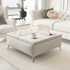 Bellemave® Wide Square Upholstered Storage Benches Coffee Table with Lift Top