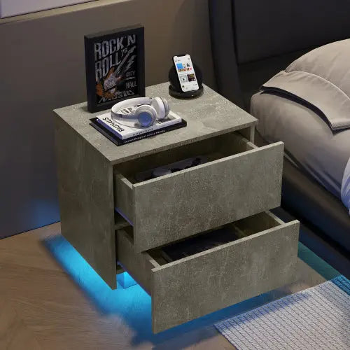 Bellemave Modern Nightstand with 2 Drawers and LED Strip Lights Bellemave