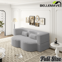 Bellemave® Folding Foam Sofa Bed,15" Full Size Floor Couch,Convertible Sleeper Futon Loveseat Couch for Living Room, Guest Use, Office, Apartmen Bellemave®