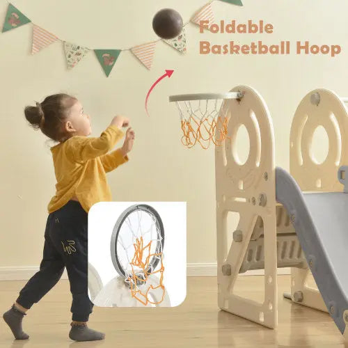 Bellemave Freestanding Bus Toy and Slide&Swing for Toddlers Set 5 in 1 with Basketball Hoop Bellemave