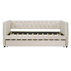 Bellemave® Twin Size Tufted Upholstered Daybed with Trundle Bed Bellemave®