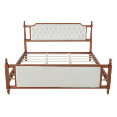 Bellemave® Upholstered Platform Bed with Button Tufted Headboard,Solid Wood Farmhouse Bed with Velvet Headboard and Footboard Bellemave®