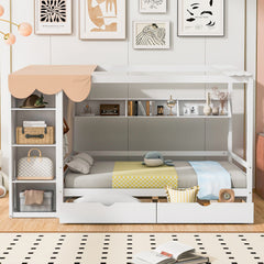 Bellemave® House Bed with Two Drawers and Wardrobe